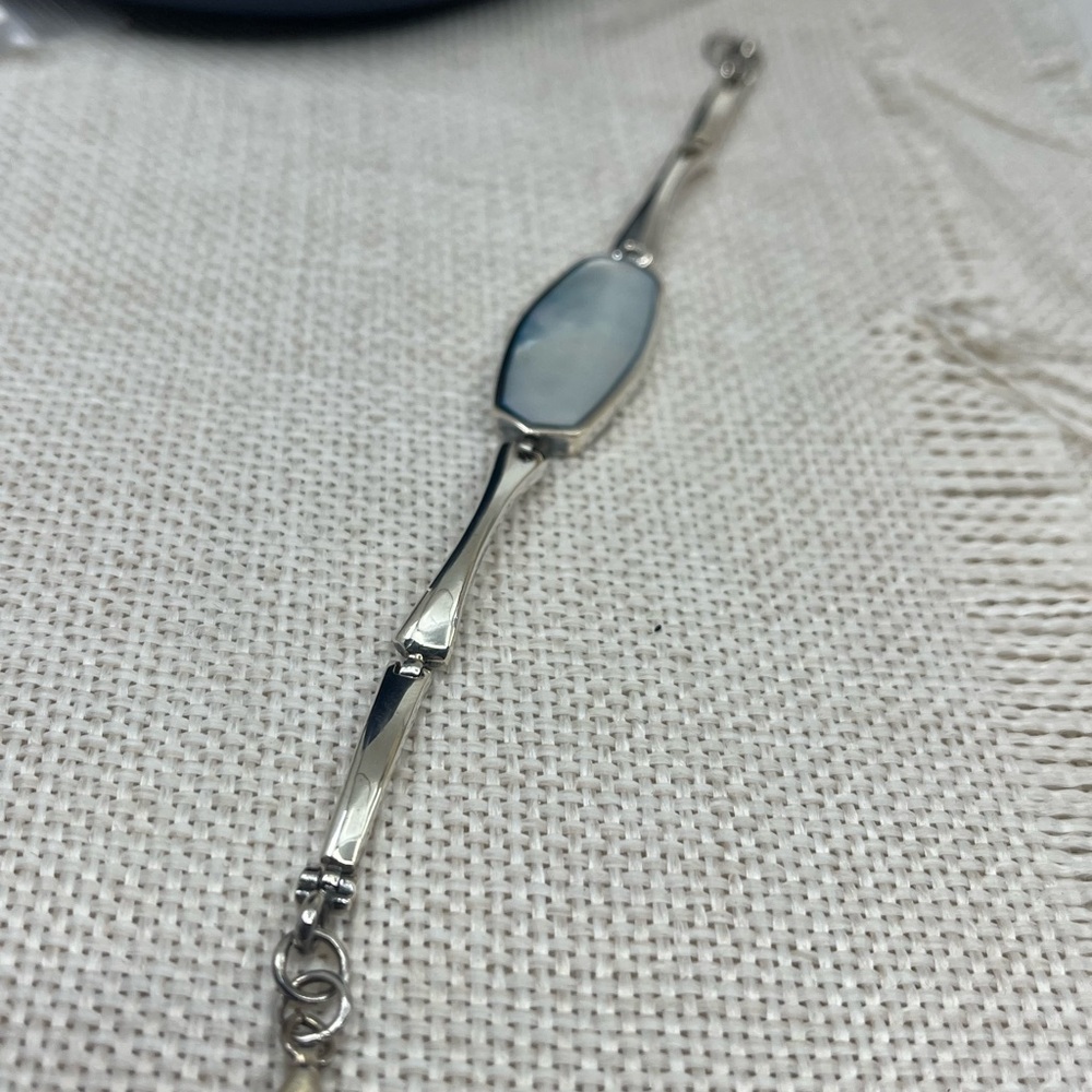Vintage NF Sterling Silver Mother of Pearl Bracelet – 7", 17.7g, Thailand, 1990s - Picture 13 of 17